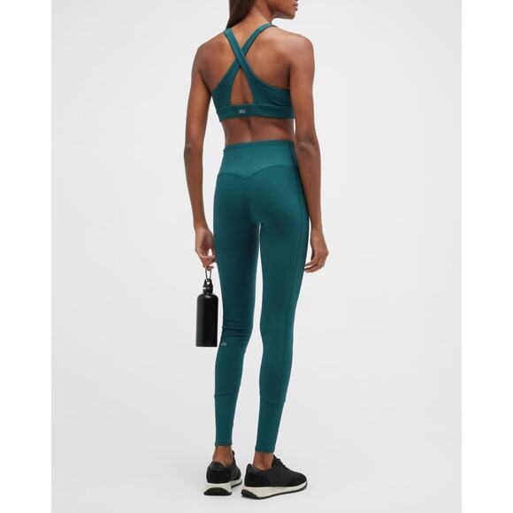 Alo Yoga Iconic 90’s Midnight Green Medium Impact Sports Bra Size Small - Picture 2 of 7